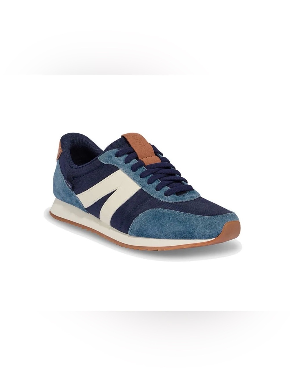 Kizik Women Navy & Light Blue Suede-Trim Sneaker with Cream Stripe